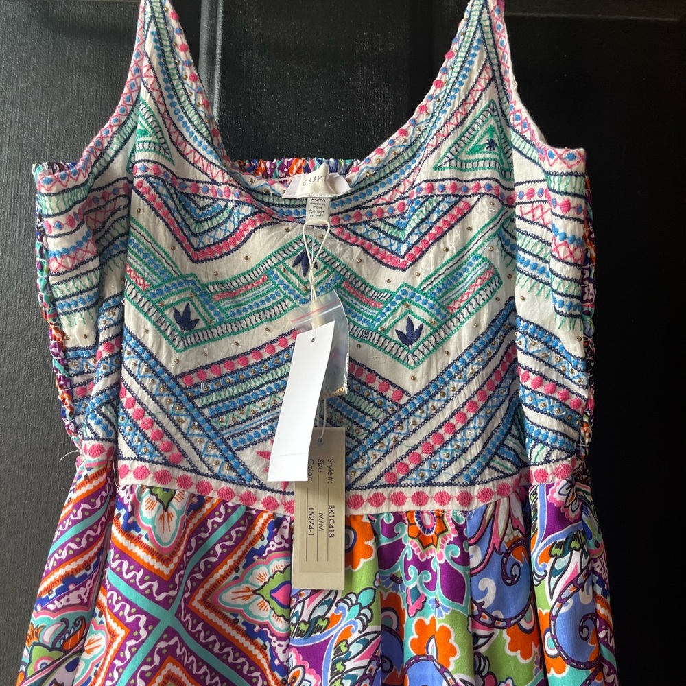NWT Masters Multicolor Geometric Boho Maxi Dress - Picture 6 of 12